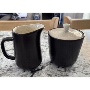 Mikasa Vanilla Terra Stone Japan Sugar Bowl and Creamer